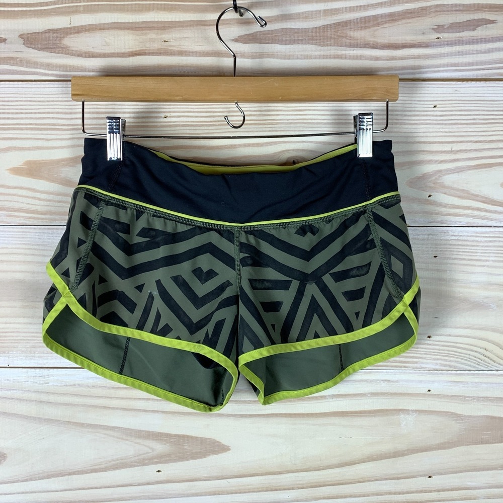 Lululemon Speed Up Shorts Womens 4 Yellow Printed Athleisure Running